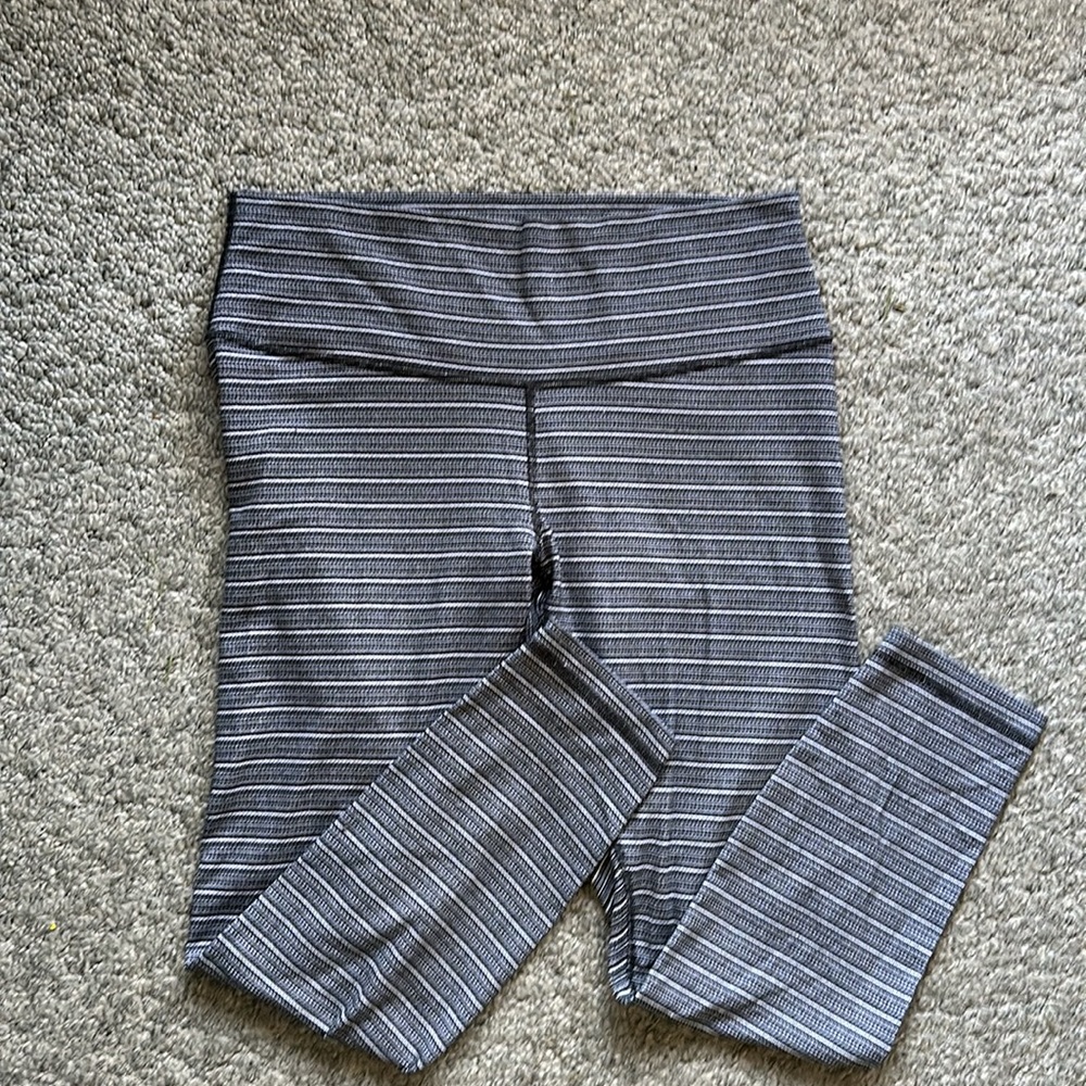Lululemon Cropped Black and White Striped Leggings